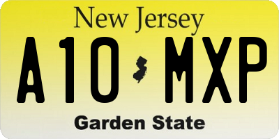 NJ license plate A10MXP