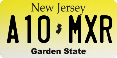 NJ license plate A10MXR