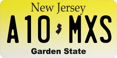 NJ license plate A10MXS