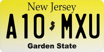 NJ license plate A10MXU