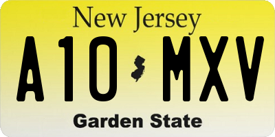 NJ license plate A10MXV