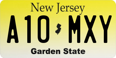 NJ license plate A10MXY