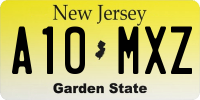 NJ license plate A10MXZ