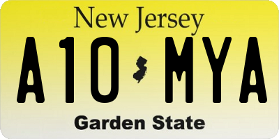 NJ license plate A10MYA