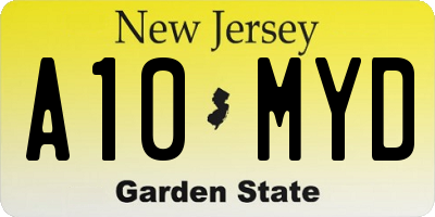 NJ license plate A10MYD