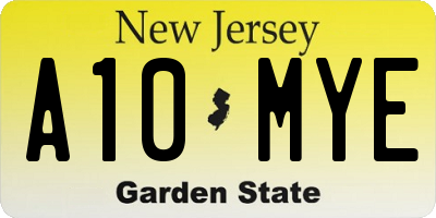 NJ license plate A10MYE