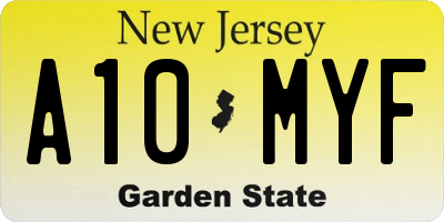 NJ license plate A10MYF