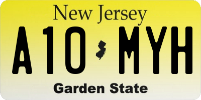 NJ license plate A10MYH