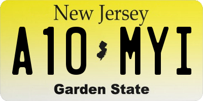 NJ license plate A10MYI