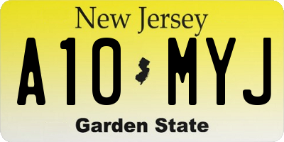 NJ license plate A10MYJ