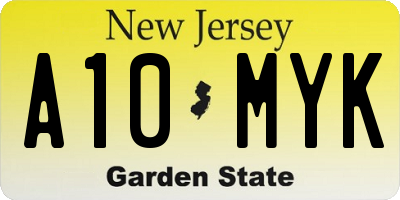 NJ license plate A10MYK