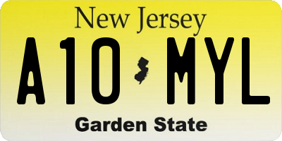 NJ license plate A10MYL