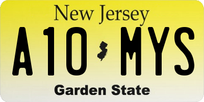 NJ license plate A10MYS