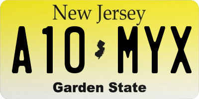 NJ license plate A10MYX