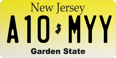 NJ license plate A10MYY