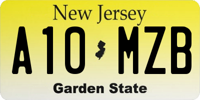 NJ license plate A10MZB