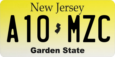 NJ license plate A10MZC