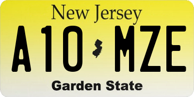 NJ license plate A10MZE