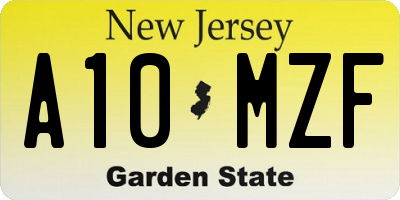 NJ license plate A10MZF