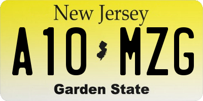 NJ license plate A10MZG