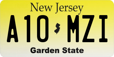 NJ license plate A10MZI