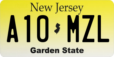 NJ license plate A10MZL