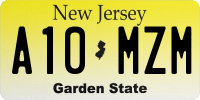 NJ license plate A10MZM