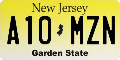 NJ license plate A10MZN