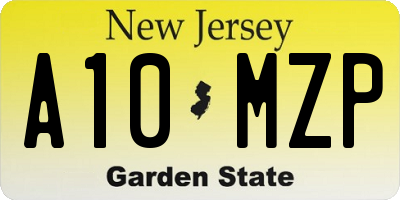 NJ license plate A10MZP