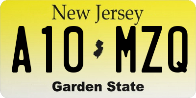 NJ license plate A10MZQ