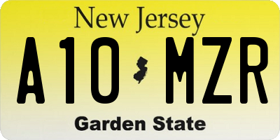 NJ license plate A10MZR