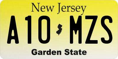 NJ license plate A10MZS