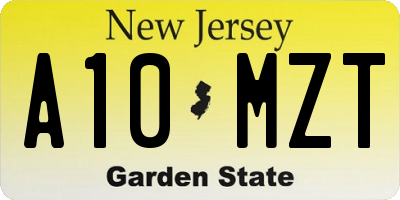 NJ license plate A10MZT