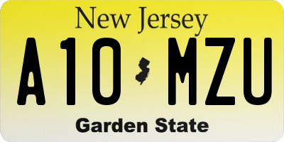 NJ license plate A10MZU