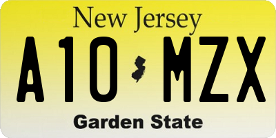 NJ license plate A10MZX