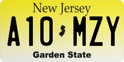 NJ license plate A10MZY