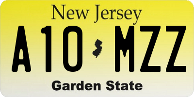 NJ license plate A10MZZ