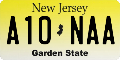 NJ license plate A10NAA