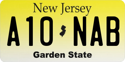 NJ license plate A10NAB