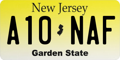 NJ license plate A10NAF