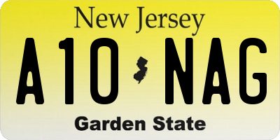 NJ license plate A10NAG