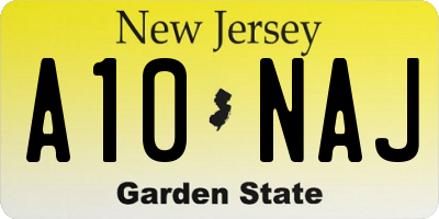 NJ license plate A10NAJ