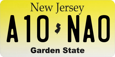 NJ license plate A10NAO