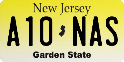 NJ license plate A10NAS