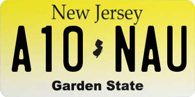 NJ license plate A10NAU