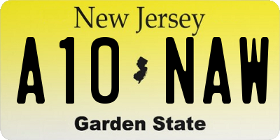 NJ license plate A10NAW