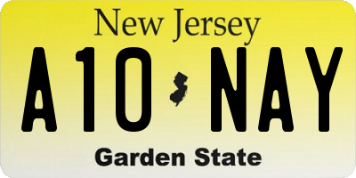 NJ license plate A10NAY