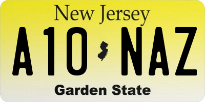 NJ license plate A10NAZ