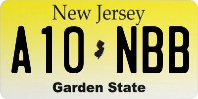 NJ license plate A10NBB