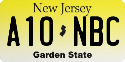 NJ license plate A10NBC